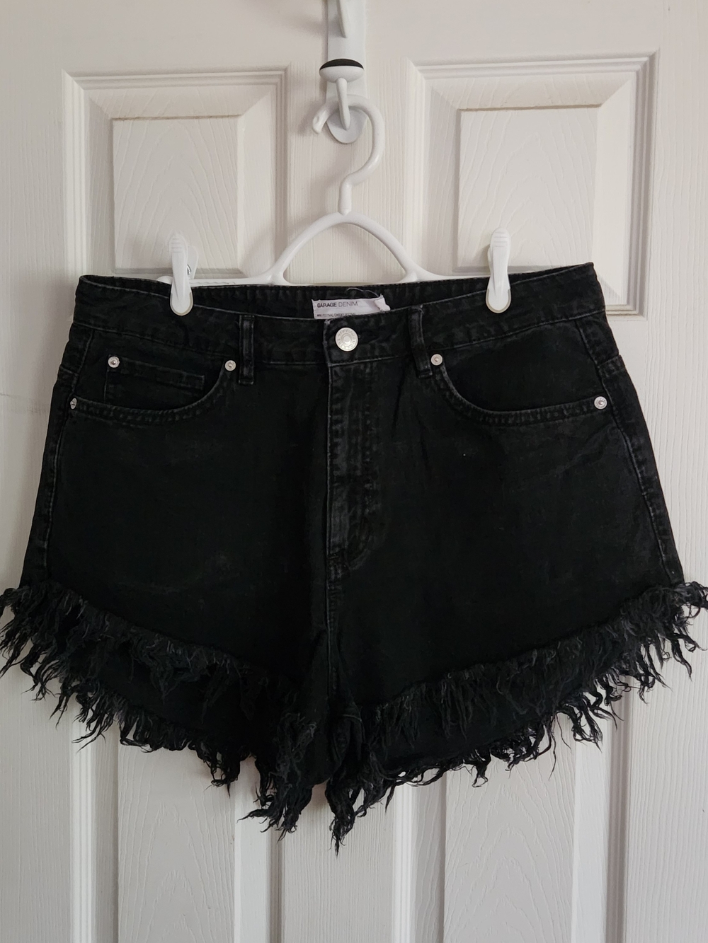 Garage Black Frayed Hem Denim Shorts